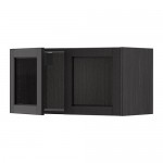 МЕТОД Навесной шкаф с 2 стеклянн дверями - под дерево черный, Лерх черная морилка