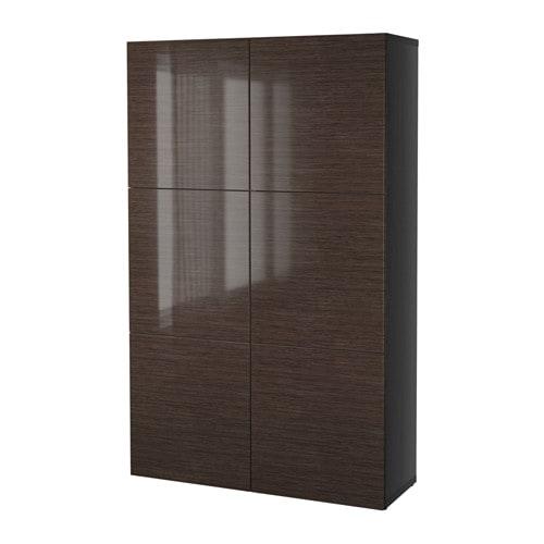 БЕСТО Комбинация для хранения с дверцами - черно-коричневый/Сельсвикен глянцевый/коричневый БЕСТО Комбинация для хранения с дверцами - черно-коричневый/Сельсвикен глянцевый/коричневый