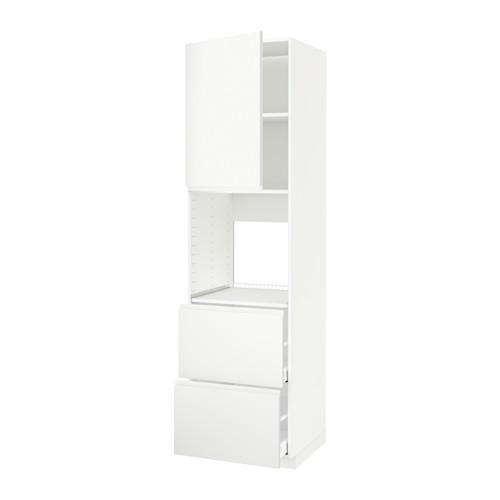 МЕТОД / МАКСИМЕРА Выс шк д/дхвк+двр/2фрнт/2выс ящ - белый, Воксторп белый, 60x60x220 см