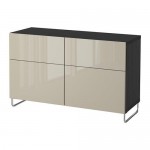 БЕСТО Комб для хран с дверц/ящ - черно-коричневый глянцевый/бежевый, направляющие ящика,нажимные БЕСТО Комб для хран с дверц/ящ - черно-коричневый глянцевый/бежевый, направляющие ящика,нажимные