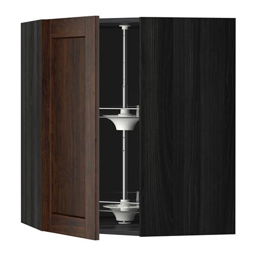 МЕТОД Угл нвсн шкф с вращающ секц - под дерево черный, Эдсерум под дерево коричневый, 68x80 см