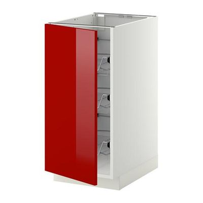 МЕТОД Напольный шкаф с проволочн ящиками - 40x60 см, Рингульт глянцевый красный, белый