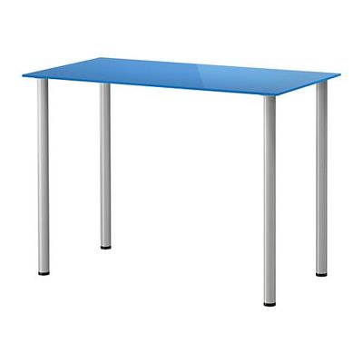 ВИКА ГЛАСХОЛЬМ/ВИКА АДИЛЬС Стол - стекло синий/серебристый