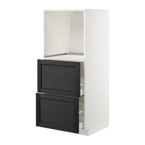 МЕТОД / МАКСИМЕРА Высокий шкаф с 2 ящиками д/духовки - белый, Лерх черная морилка МЕТОД / МАКСИМЕРА Высокий шкаф с 2 ящиками д/духовки - белый, Лерх черная морилка