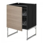 МЕТОД Напольный шкаф с проволочн ящиками - 60x60x60 см, Брокхульт под грецкий орех светло-серый, под дерево черный