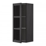 МЕТОД Навесной шкаф с полками/стекл дв - под дерево черный, Лерх черная морилка, 40x100 см МЕТОД Навесной шкаф с полками/стекл дв - под дерево черный, Лерх черная морилка, 40x100 см