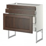 МЕТОД / МАКСИМЕРА Напольн шкаф 3фронт пнл/2низ/2ср ящ - белый, Эдсерум под дерево коричневый, 80x37x60 см