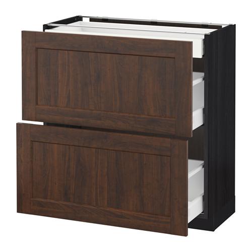 МЕТОД / МАКСИМЕРА Напольный шкаф/2фасада/3ящика - под дерево черный, Эдсерум под дерево коричневый, 80x37 см МЕТОД / МАКСИМЕРА Напольный шкаф/2фасада/3ящика - под дерево черный, Эдсерум под дерево коричневый, 80x37 см