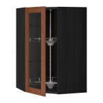 МЕТОД Углов навесн шк с врщ скц/сткл дв - под дерево черный, Филипстад коричневый, 68x100 см