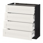 МЕТОД / МАКСИМЕРА Напольн шкаф 4 фронт панели/4 ящика - под дерево черный, Сэведаль белый, 80x37 см МЕТОД / МАКСИМЕРА Напольн шкаф 4 фронт панели/4 ящика - под дерево черный, Сэведаль белый, 80x37 см