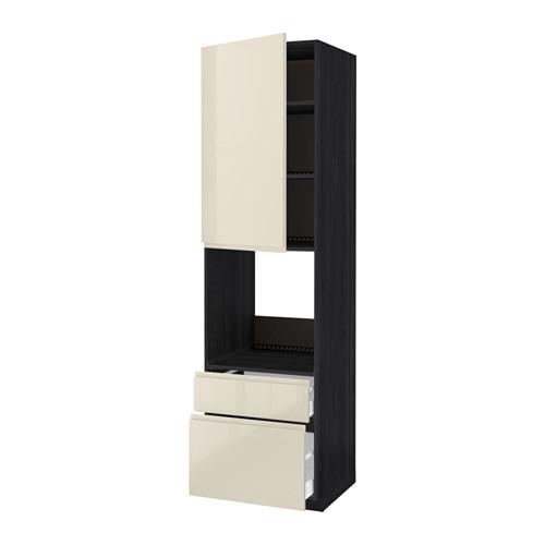МЕТОД / МАКСИМЕРА Выс шк д/дхвк+двр/2фрнт/1срд/1вс ящ - под дерево черный, Воксторп глянцевый светло-бежевый, 60x60x220 см МЕТОД / МАКСИМЕРА Выс шк д/дхвк+двр/2фрнт/1срд/1вс ящ - под дерево черный, Воксторп глянцевый светло-бежевый, 60x60x220 см