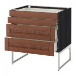 МЕТОД / ФОРВАРА Нплн шк 4 фронт/2 низк/2средн ящ - 80x60x60 см, Филипстад коричневый, под дерево черный
