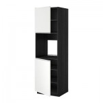 МЕТОД Высок шкаф д/духовки/2дверцы/полки - 60x60x200 см, Нодста белый/алюминий, под дерево черный