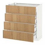 МЕТОД / МАКСИМЕРА Напольн шкаф 4 фронт панели/4 ящика - белый, Экестад дуб, 80x37 см МЕТОД / МАКСИМЕРА Напольн шкаф 4 фронт панели/4 ящика - белый, Экестад дуб, 80x37 см
