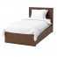 МАЛЬМ Каркас кровати+2 кроватных ящика - Леирсунд, коричневая морилка ясеневый шпон