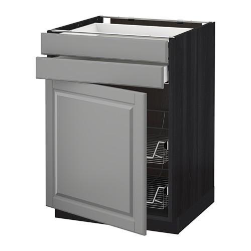 МЕТОД / МАКСИМЕРА Напольн шкаф/дверца/2ящ/првл крзн - под дерево черный, Будбин серый, 60x60 см