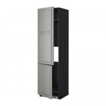 МЕТОД Высокий шкаф д/холод/мороз/2дверцы - под дерево черный, Будбин серый