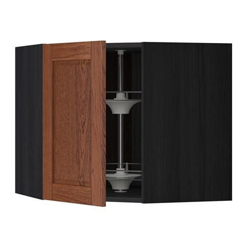 МЕТОД Угл нвсн шкф с вращающ секц - под дерево черный, Филипстад коричневый, 68x60 см