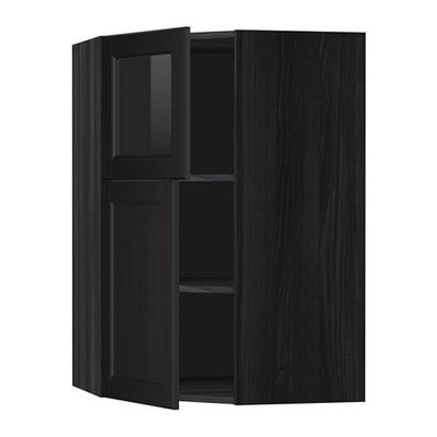 МЕТОД Угл навесн шкаф+полки/1дв/1 стек дв - под дерево черный, Лаксарби черно-коричневый МЕТОД Угл навесн шкаф+полки/1дв/1 стек дв - под дерево черный, Лаксарби черно-коричневый