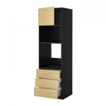 МЕТОД / ФОРВАРА Высок шкаф д/духовки/СВЧ/дверца/3ящ - 60x60x200 см, Тингсрид под березу, под дерево черный МЕТОД / ФОРВАРА Высок шкаф д/духовки/СВЧ/дверца/3ящ - 60x60x200 см, Тингсрид под березу, под дерево черный