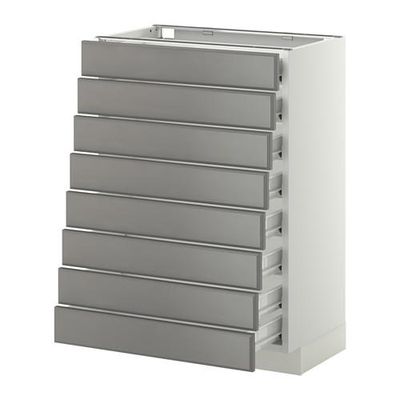 МЕТОД / ФОРВАРА Наполн шкаф 8 фронт/8 низк ящиков - белый, Будбин серый, 60x37 см МЕТОД / ФОРВАРА Наполн шкаф 8 фронт/8 низк ящиков - белый, Будбин серый, 60x37 см
