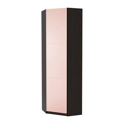 ПАКС Гардероб угловой - Мерокер светло-розовый, черно-коричневый, 73/73x236 см
