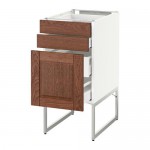 МЕТОД / МАКСИМЕРА Напольн шкаф 3фронт пнл/2низ/2ср ящ - белый, Филипстад коричневый, 40x60x60 см