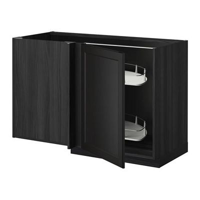 МЕТОД Угловой напол шкаф с выдвижн секц - Лаксарби черно-коричневый, под дерево черный