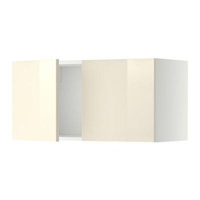 МЕТОД Навесной шкаф с 2 дверями - Рингульт глянцевый кремовый, белый