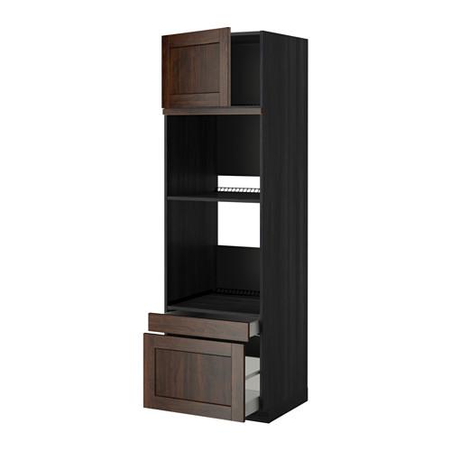 МЕТОД / МАКСИМЕРА Выс шкаф д/дхвк/комб дхвк+двр/2ящ - под дерево черный, Эдсерум под дерево коричневый, 60x60x200 см