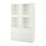 БЕСТО Комбинация д/хранения+стекл дверц - Лаппвикен/Синдвик белый прозрачное стекло, направляющие ящика, плавно закр БЕСТО Комбинация д/хранения+стекл дверц - Лаппвикен/Синдвик белый прозрачное стекло, направляющие ящика, плавно закр