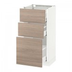 МЕТОД / МАКСИМЕРА Напольный шкаф с 3 ящиками - 40x37 см, Брокхульт под грецкий орех светло-серый, белый МЕТОД / МАКСИМЕРА Напольный шкаф с 3 ящиками - 40x37 см, Брокхульт под грецкий орех светло-серый, белый