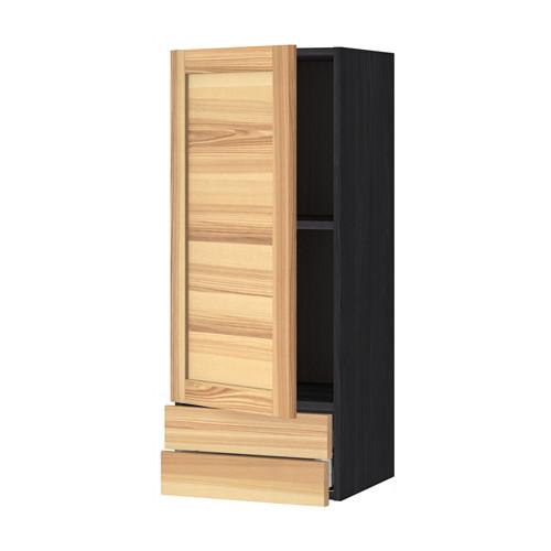 МЕТОД / МАКСИМЕРА Навесной шкаф с дверцей/2 ящика - под дерево черный, Торхэмн естественный ясень, 40x100 см