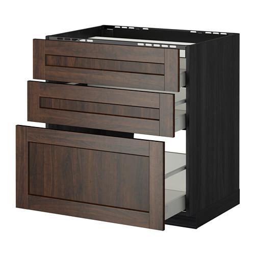 МЕТОД / МАКСИМЕРА Напольн шкаф/3фронт пнл/3ящика - под дерево черный, Эдсерум под дерево коричневый, 80x60 см МЕТОД / МАКСИМЕРА Напольн шкаф/3фронт пнл/3ящика - под дерево черный, Эдсерум под дерево коричневый, 80x60 см