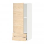 МЕТОД / МАКСИМЕРА Навесной шкаф с дверцей/2 ящика - белый, Аскерсунд под светлый ясень, 40x100 см МЕТОД / МАКСИМЕРА Навесной шкаф с дверцей/2 ящика - белый, Аскерсунд под светлый ясень, 40x100 см