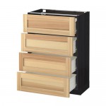 МЕТОД / ФОРВАРА Напольн шкаф 4 фронт панели/4 ящика - под дерево черный, Торхэмн естественный ясень, 60x37 см