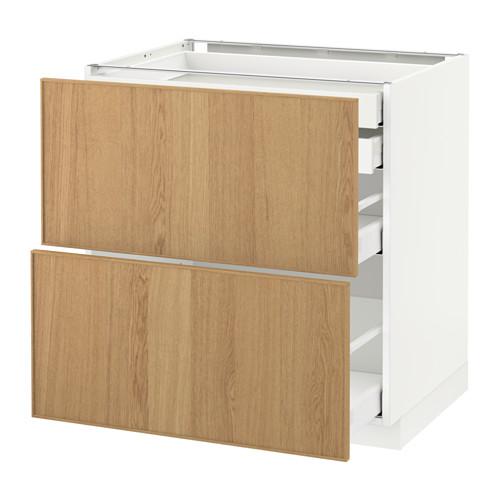 МЕТОД / МАКСИМЕРА Напл шк 2 фрнт/2низ/1срд/1 выс ящ - белый, Экестад дуб, 80x60 см МЕТОД / МАКСИМЕРА Напл шк 2 фрнт/2низ/1срд/1 выс ящ - белый, Экестад дуб, 80x60 см