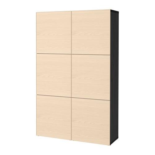 БЕСТО Комбинация для хранения с дверцами - черно-коричневый/Инвикен ясеневый шпон БЕСТО Комбинация для хранения с дверцами - черно-коричневый/Инвикен ясеневый шпон