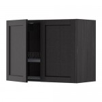 МЕТОД Навесной шкаф с посуд суш/2 дврц - под дерево черный, Лерх черная морилка, 80x60 см МЕТОД Навесной шкаф с посуд суш/2 дврц - под дерево черный, Лерх черная морилка, 80x60 см