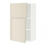 МЕТОД Навесной шкаф с полками/2дверцы - белый, Воксторп глянцевый светло-бежевый