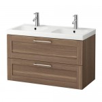 ГОДМОРГОН / ОДЕНСВИК Шкаф для раковины с 2 ящ - под грецкий орех