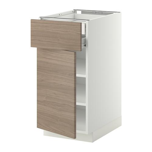 МЕТОД / ФОРВАРА Напольн шкаф двр/фр пнл/плк/2низ ящ - белый, Брокхульт под грецкий орех светло-серый, 40x60 см МЕТОД / ФОРВАРА Напольн шкаф двр/фр пнл/плк/2низ ящ - белый, Брокхульт под грецкий орех светло-серый, 40x60 см