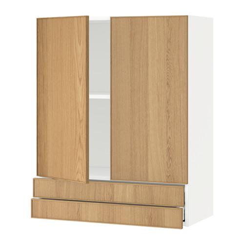 МЕТОД / МАКСИМЕРА Навесной шкаф/2дверцы/2ящика - белый, Экестад дуб, 80x100 см МЕТОД / МАКСИМЕРА Навесной шкаф/2дверцы/2ящика - белый, Экестад дуб, 80x100 см