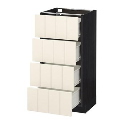 МЕТОД / ФОРВАРА Напольн шкаф 4 фронт панели/4 ящика - 40x37 см, Хитарп белый с оттенком, под дерево черный МЕТОД / ФОРВАРА Напольн шкаф 4 фронт панели/4 ящика - 40x37 см, Хитарп белый с оттенком, под дерево черный
