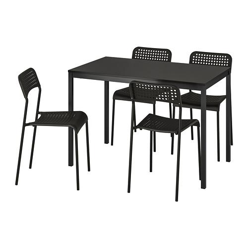 Adde TÄrendÖ Table And Chair 4 Black, White Dining Table And Grey Chairs Ikea