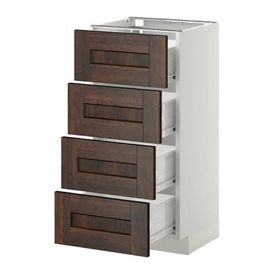 МЕТОД / ФОРВАРА Напольн шкаф 4 фронт панели/4 ящика - 40x37 см, Эдсерум под дерево коричневый, белый МЕТОД / ФОРВАРА Напольн шкаф 4 фронт панели/4 ящика - 40x37 см, Эдсерум под дерево коричневый, белый