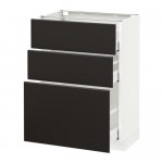 МЕТОД / МАКСИМЕРА Напольный шкаф с 3 ящиками - белый, Кунгсбакка антрацит, 60x37 см МЕТОД / МАКСИМЕРА Напольный шкаф с 3 ящиками - белый, Кунгсбакка антрацит, 60x37 см