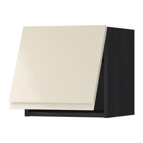МЕТОД Горизонтальный навесной шкаф - под дерево черный, Воксторп глянцевый светло-бежевый, 40x40 см МЕТОД Горизонтальный навесной шкаф - под дерево черный, Воксторп глянцевый светло-бежевый, 40x40 см
