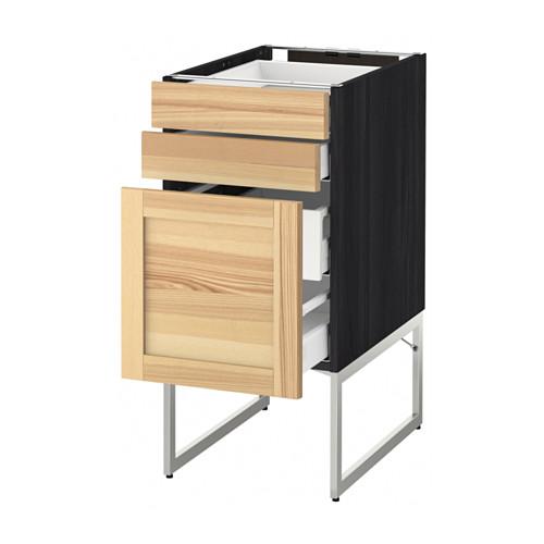 МЕТОД / МАКСИМЕРА Напольн шкаф 3фронт пнл/2низ/2ср ящ - под дерево черный, Торхэмн естественный ясень, 40x60x60 см МЕТОД / МАКСИМЕРА Напольн шкаф 3фронт пнл/2низ/2ср ящ - под дерево черный, Торхэмн естественный ясень, 40x60x60 см
