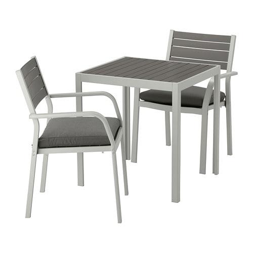 ШЭЛЛАНД Садовый стол и 2 легких кресла - Шэлланд темно-серый/ФРЁСЁН/ДУВХОЛЬМЕН темно-серый